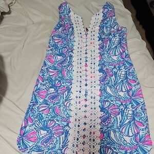 Colorful Sleeveless Dress with Lace Detail